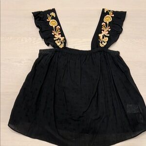Embroidered Black Sleeveless Top